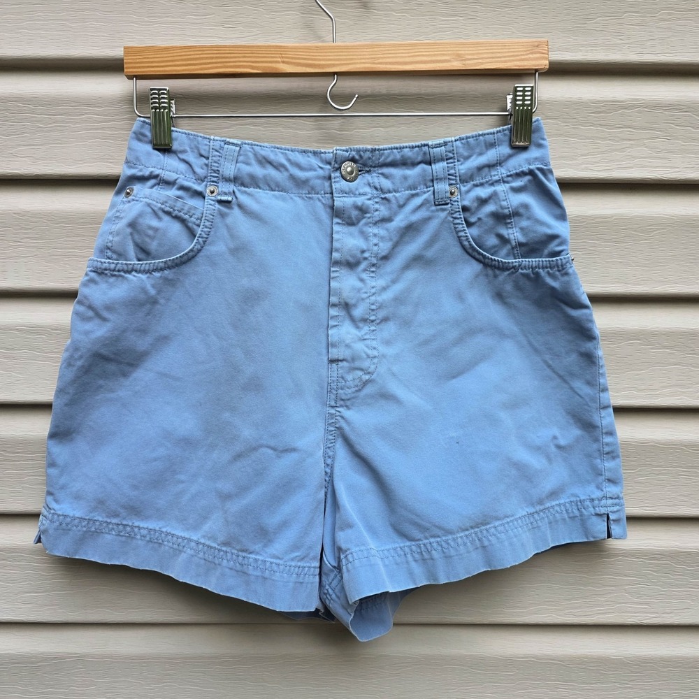 Vtg Y2K Banana Republic Shorts Womens 26 Blue High Waist Button Front Italy